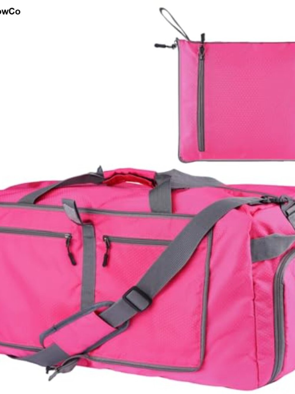 60L Foldable Travel Duffel Bag Water-Resistant Gym Weekender with Shoe
